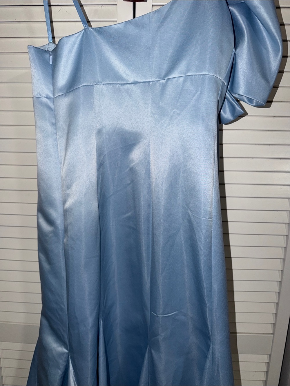 Mac Duggal Strapless Light Blue Satin Gown with Oversized Bow - Picture 12 of 14